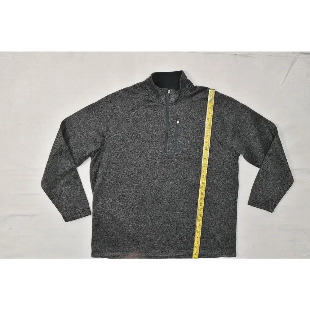 Eddie Bauer Men 2XL Dark Gray Heather 1/4 Zip Fleece Pullover Sweater Polyester - Picture 2 of 8